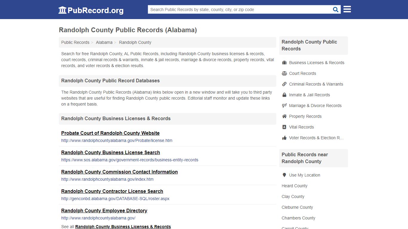 Randolph County Public Records (Alabama) - PubRecord.org